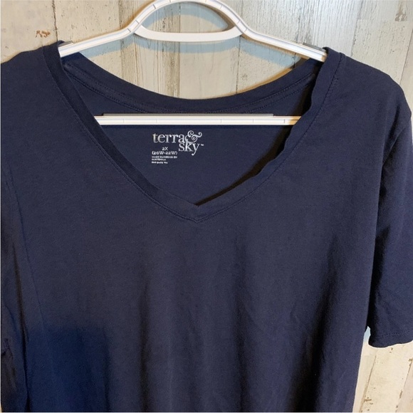 Terra & Sky Woman's Blouse T-shirt Blue Short Sleeves Top Size 2X (20W-22W) - Picture 3 of 16